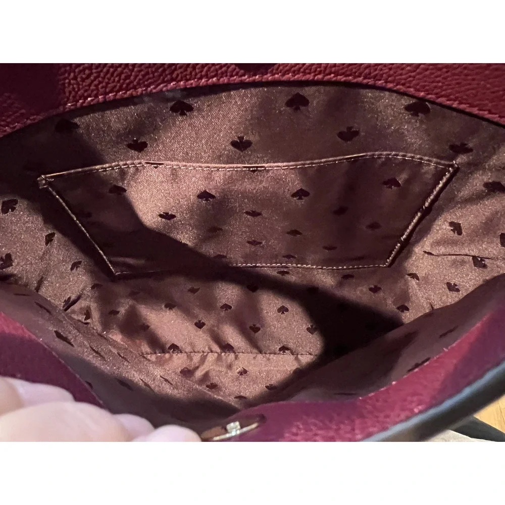 Kate Spade New York Leila Triple Compartment Handbag Tote Cherrywood Pebbled NEW